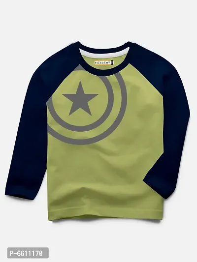 Stylish Green Round Neck Full Sleeve Designer T-shirt for Boys
