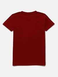 Stylish Maroon Printed Round Neck Half Sleeve T-shirt For Boys-thumb1