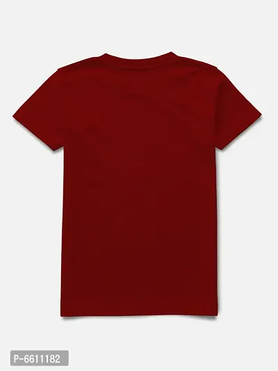Stylish Maroon Printed Round Neck Half Sleeve T-shirt For Boys-thumb2