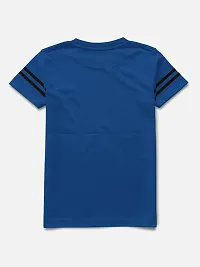 Stylish Blue Printed Round Neck Half Sleeve T-shirt For Boys-thumb1