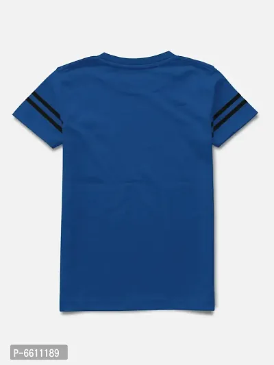 Stylish Blue Printed Round Neck Half Sleeve T-shirt For Boys-thumb2