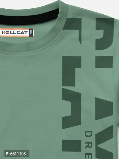 Stylish Green Printed Round Neck Half Sleeve T-shirt For Boys-thumb3