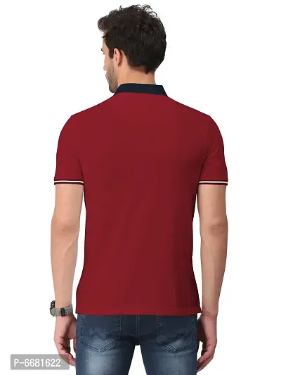 Trendy Cotton Blend Cut And Sew Colourblock Collar Polo Neck Tshirt For Men-thumb3