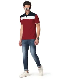 Trendy Cotton Blend Cut And Sew Colourblock Collar Polo Neck Tshirt For Men-thumb4