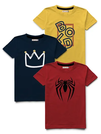 Kids Stylish Multicoloured T-shirt for Boys Pack of 3
