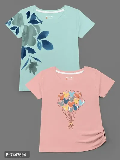 Trendy Cotton Blend Printed T-shirts For Girls- Pack Of 2