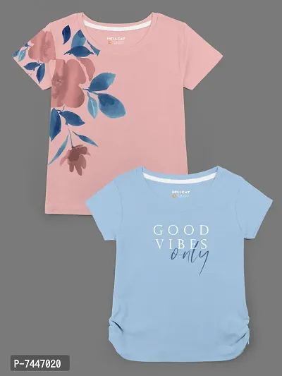Trendy Cotton Blend Printed T-shirts For Girls- Pack Of 2