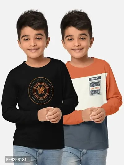 Fabulous Cotton Blend Printed Tees For Boys- Pack Of 2