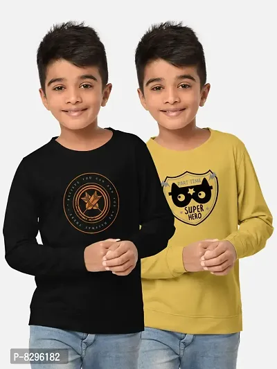 Fabulous Cotton Blend Printed Tees For Boys- Pack Of 2-thumb0