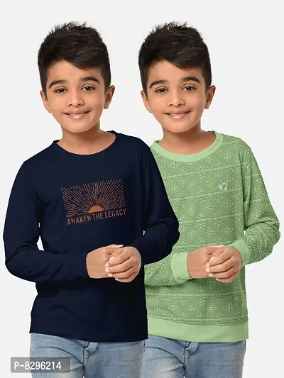 Fabulous Cotton Blend Printed Tees For Boys- Pack Of 2-thumb0