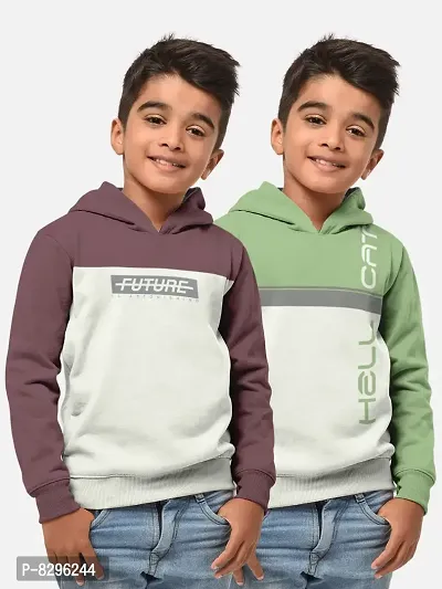 Fabulous Cotton Blend Printed Hooded Tees For Boys- Pack Of 2