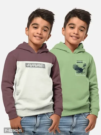 Fabulous Cotton Blend Printed Hooded Tees For Boys- Pack Of 2-thumb0