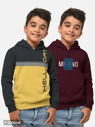 Fabulous Cotton Blend Printed Hooded Tees For Boys  Pack Of 2