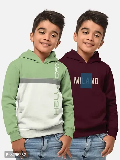 Fabulous Cotton Blend Printed Hooded Tees For Boys- Pack Of 2-thumb0