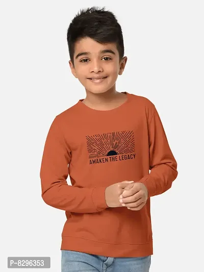 Fabulous Orange Cotton Blend Tees For Boys