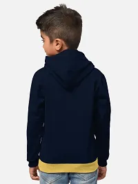 Fabulous Navy Blue Cotton Blend Hooded Tees For Boys-thumb2