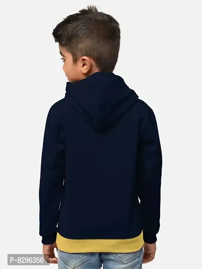 Fabulous Navy Blue Cotton Blend Hooded Tees For Boys-thumb3