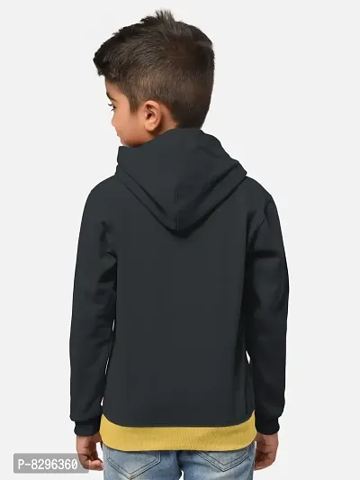 Fabulous Grey Cotton Blend Hooded Tees For Boys-thumb3