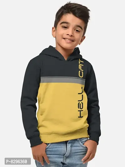 Fabulous Grey Cotton Blend Hooded Tees For Boys