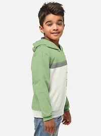 Fabulous Green Cotton Blend Hooded Tees For Boys-thumb1