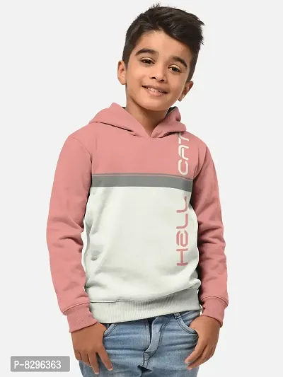 Fabulous Pink Cotton Blend Hooded Tees For Boys-thumb0