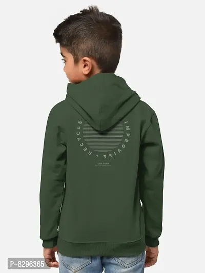 Fabulous Olive Cotton Blend Hooded Tees For Boys-thumb3