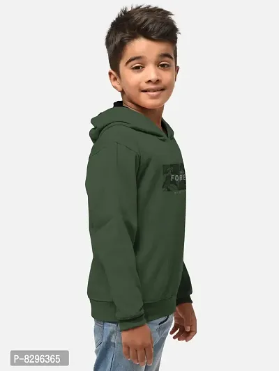 Fabulous Olive Cotton Blend Hooded Tees For Boys-thumb2