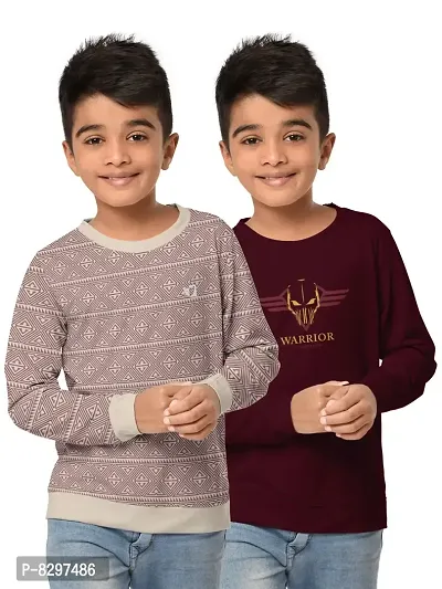 Stylish Cotton Blend Printed Sweatshirts For Boys- Pack Of 2