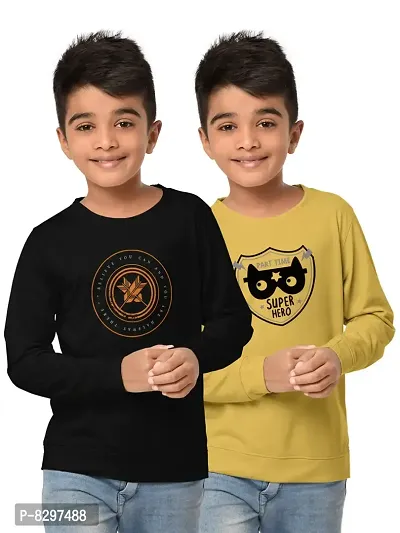 Stylish Cotton Blend Printed Sweatshirts For Boys- Pack Of 2-thumb0