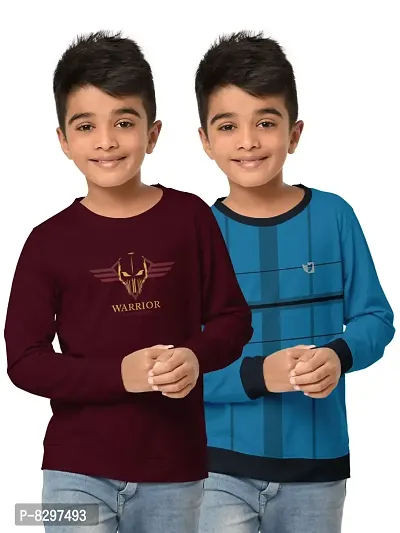 Stylish Cotton Blend Printed Sweatshirts For Boys- Pack Of 2-thumb0