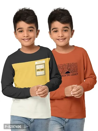 Stylish Cotton Blend Printed Sweatshirts For Boys- Pack Of 2