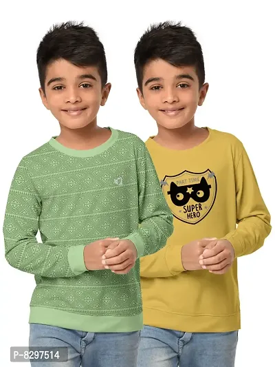 Stylish Cotton Blend Printed Sweatshirts For Boys- Pack Of 2