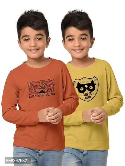 Stylish Cotton Blend Printed Sweatshirts For Boys- Pack Of 2