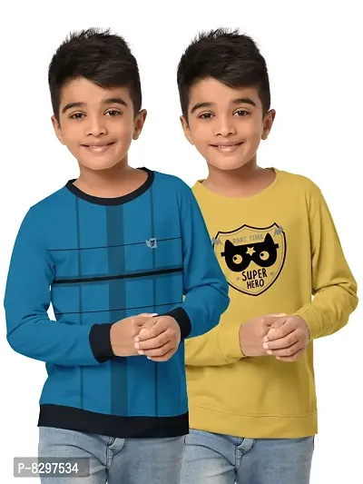 Stylish Cotton Blend Printed Sweatshirts For Boys- Pack Of 2