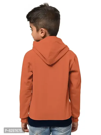 Stylish Orange Cotton Blend Hooded Sweatshirts For Boys-thumb3