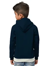 Stylish Blue Cotton Blend Hooded Sweatshirts For Boys-thumb2