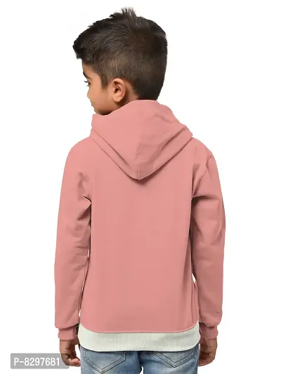 Stylish Pink Cotton Blend Hooded Sweatshirts For Boys-thumb3