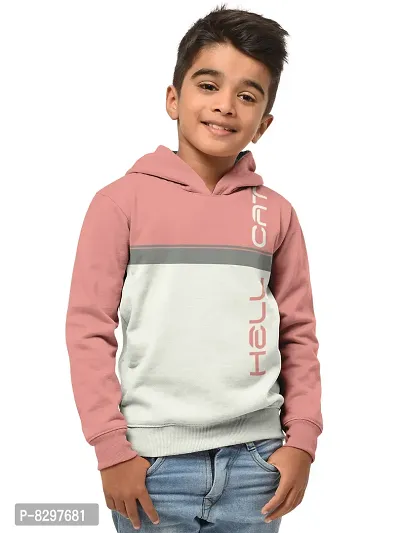 Stylish Pink Cotton Blend Hooded Sweatshirts For Boys-thumb0