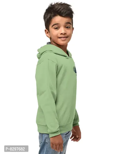 Stylish Green Cotton Blend Hooded Sweatshirts For Boys-thumb2