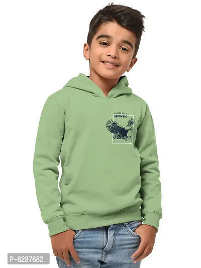 Stylish Green Cotton Blend Hooded Sweatshirts For Boys