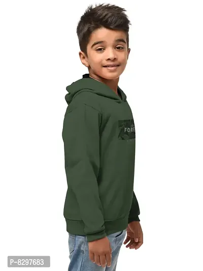 Stylish Olive Cotton Blend Hooded Sweatshirts For Boys-thumb2