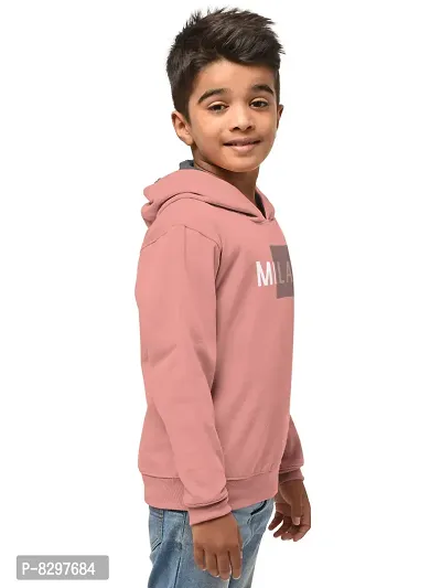 Stylish Pink Cotton Blend Hooded Sweatshirts For Boys-thumb2