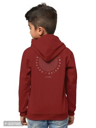 Stylish Red Cotton Blend Hooded Sweatshirts For Boys-thumb3
