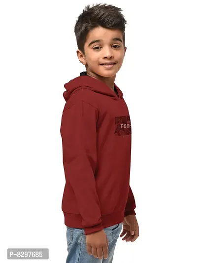Stylish Red Cotton Blend Hooded Sweatshirts For Boys-thumb2
