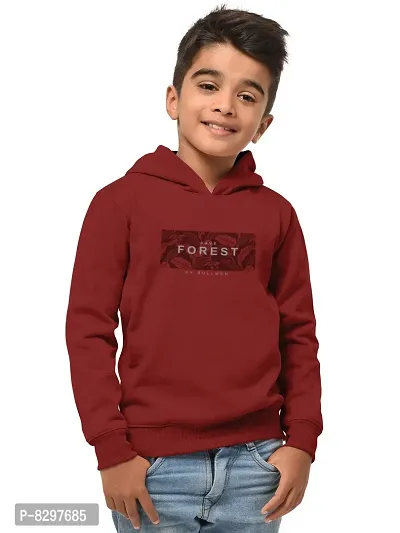 Stylish Red Cotton Blend Hooded Sweatshirts For Boys-thumb0