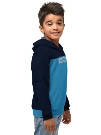 Stylish Blue Cotton Blend Hooded Sweatshirts For Boys-thumb1