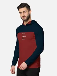 Trendy Front and Back Printed Full Sleeve / Long Sleeve Hooded Tshirt for Men-thumb1