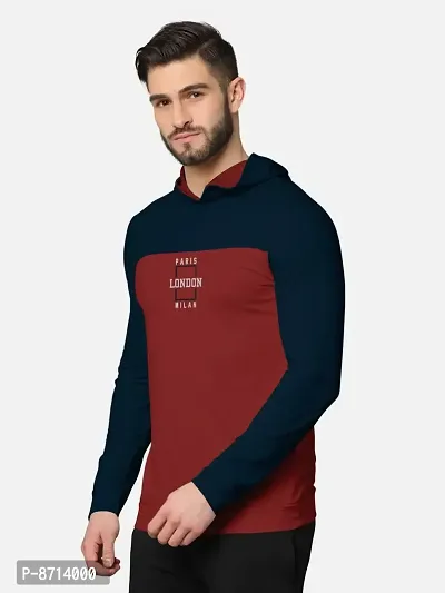 Trendy Front and Back Printed Full Sleeve / Long Sleeve Hooded Tshirt for Men-thumb2