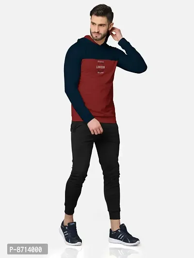 Trendy Front and Back Printed Full Sleeve / Long Sleeve Hooded Tshirt for Men-thumb4