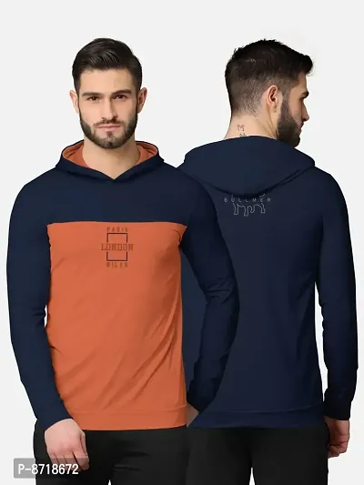 Trendy Front and Back Printed Full Sleeve / Long Sleeve Hooded Tshirt for Men-thumb0